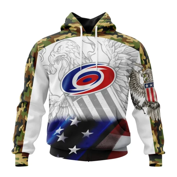 Hoodie NHL Carolina Hurricanes, Specialized Design With Our America Flag And Our America Eagle