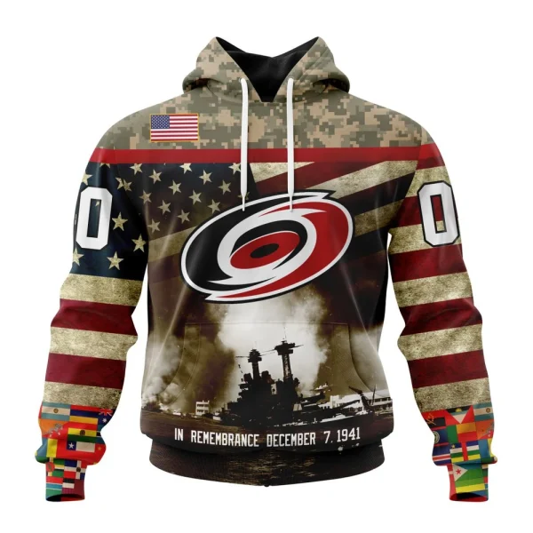Hoodie NHL Carolina Hurricanes, Specialized Unisex Kits Remember Pearl Harbor