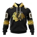 Hoodie NHL Chicago Blackhawks Special Black And Gold Design St2401