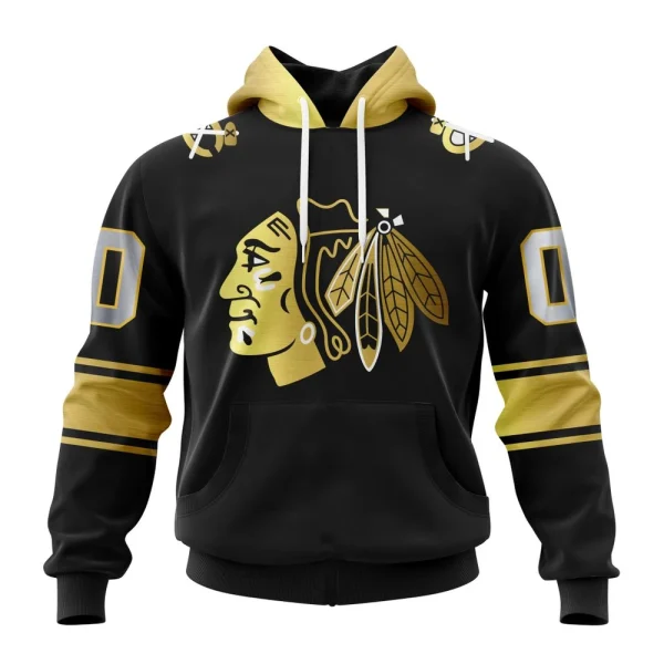 Hoodie NHL Chicago Blackhawks Special Black And Gold Design St2401