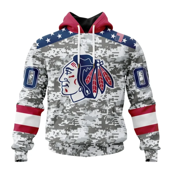 Hoodie NHL Chicago Blackhawks Special Camo Design For Veterans Day St2301