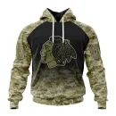Hoodie NHL Chicago Blackhawks Special Camo Design For Veterans Day St2302