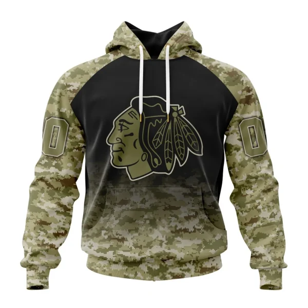Hoodie NHL Chicago Blackhawks Special Camo Design For Veterans Day St2302