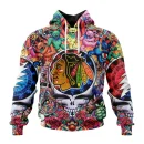 Hoodie NHL Chicago Blackhawks Special Grateful Dead Design St2304