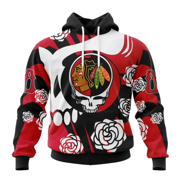 Hoodie NHL Chicago Blackhawks Special Grateful Dead Design St2305