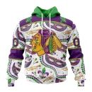 Hoodie NHL Chicago Blackhawks Special Mardi Gras Design St2401