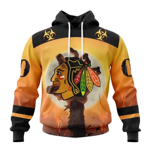 Hoodie NHL Chicago Blackhawks Special Zombie Design For Halloween St2305
