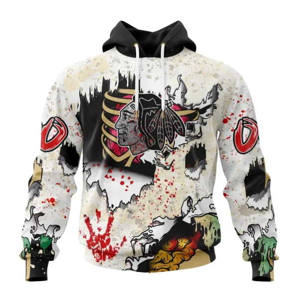 Hoodie NHL Chicago Blackhawks Special Zombie Style For Halloween St2304