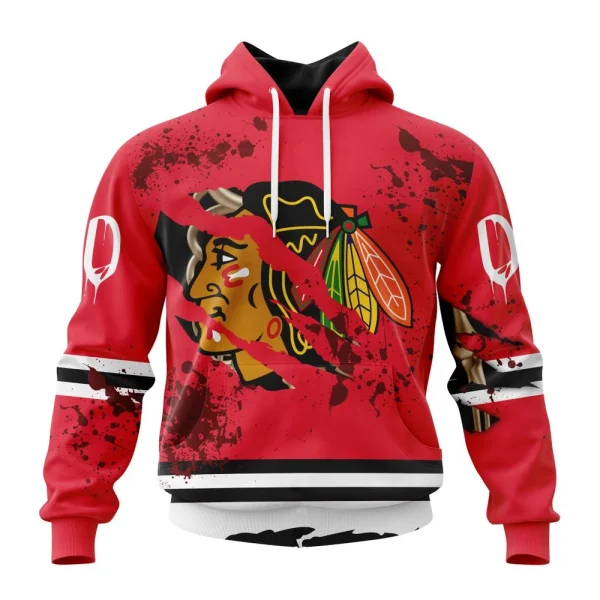 Hoodie NHL Chicago Blackhawks, Specialized Design Jersey With Your Ribs For Halloween