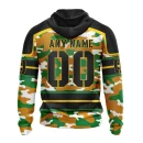 Hoodie NHL Chicago Blackhawks, Specialized Design Wih Camo Team Color And Military Force Logo
