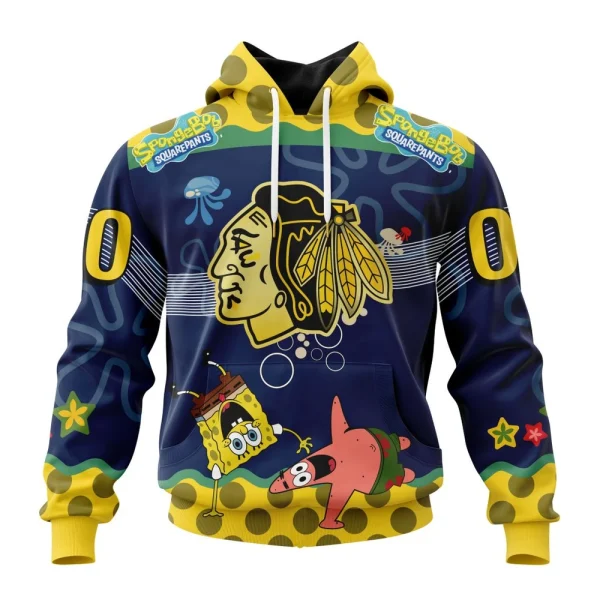 Hoodie NHL Chicago Blackhawks, Specialized Jersey With Spongebob