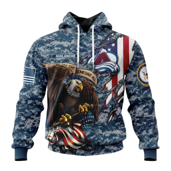 Hoodie NHL Colorado Avalanche Honor Us Navy Veterans St2202