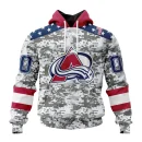 Hoodie NHL Colorado Avalanche Special Camo Design For Veterans Day St2301