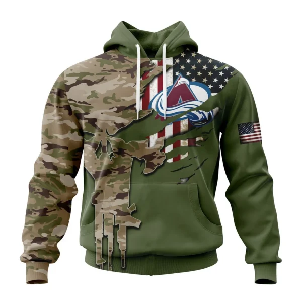 Hoodie NHL Colorado Avalanche Special Camo Skull Design St2303