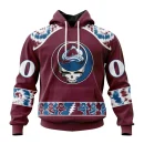 Hoodie NHL Colorado Avalanche Special Grateful Dead Design St2301