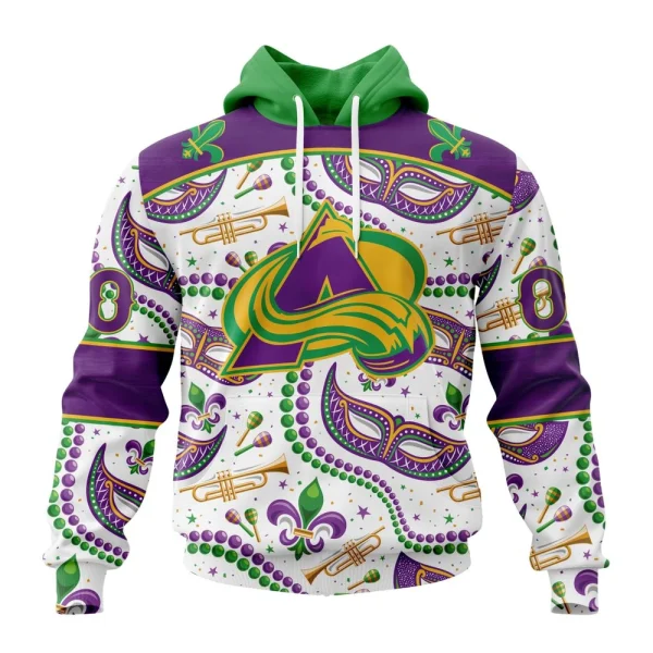 Hoodie NHL Colorado Avalanche Special Mardi Gras Design St2401