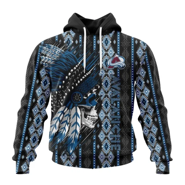 Hoodie NHL Colorado Avalanche Special Skull Native Design St2301