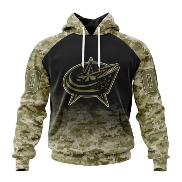Hoodie NHL Columbus Blue Jackets Special Camo Design For Veterans Day St2302