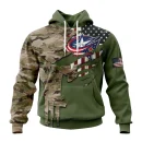 Hoodie NHL Columbus Blue Jackets Special Camo Skull Design St2303