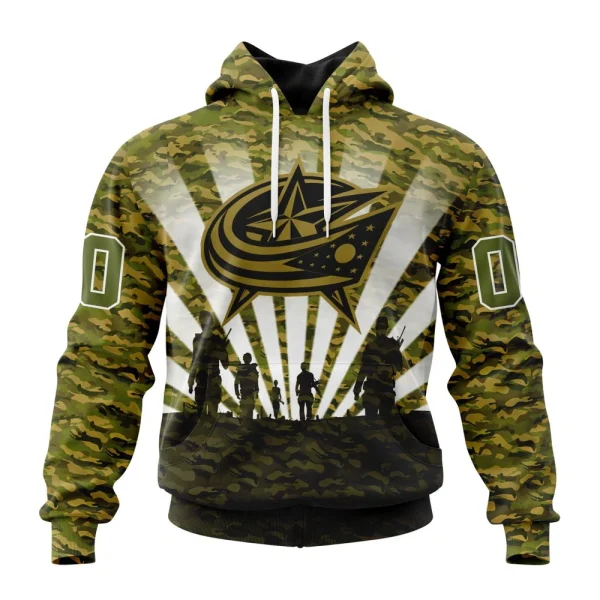 Hoodie NHL Columbus Blue Jackets Special Military Camo Kits For Veterans Day And Rememberance Day St2201