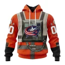 Hoodie NHL Columbus Blue Jackets Star Wars Rebel Pilot Design St2201