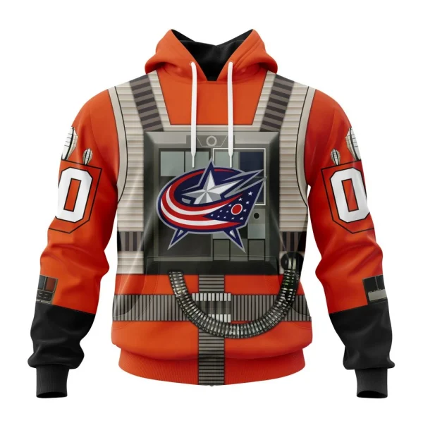 Hoodie NHL Columbus Blue Jackets Star Wars Rebel Pilot Design St2201