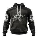 Hoodie NHL Dallas Stars Special Black Camo Design For Veterans Day St2304