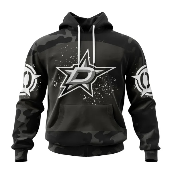 Hoodie NHL Dallas Stars Special Black Camo Design For Veterans Day St2304