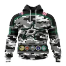 Hoodie NHL Dallas Stars, Specialized Design Wih Camo Team Color And Military Force Logo