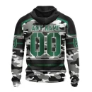 Hoodie NHL Dallas Stars, Specialized Design Wih Camo Team Color And Military Force Logo