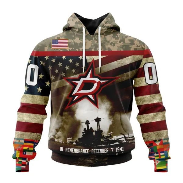 Hoodie NHL Dallas Stars, Specialized Unisex Kits Remember Pearl Harbor