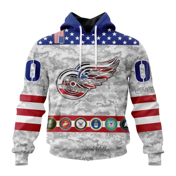 Hoodie NHL Detroit Red Wings Armed Forces Appreciation St2201