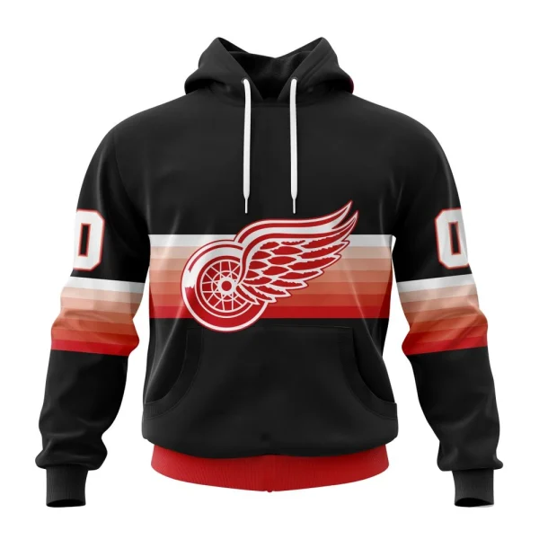 Hoodie NHL Detroit Red Wings Special Black And Gradient Design St2301