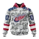 Hoodie NHL Detroit Red Wings Special Camo Design For Veterans Day St2301