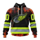 Hoodie NHL Detroit Red Wings Special Design Honoring Firefighters St2401