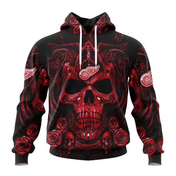 Hoodie NHL Detroit Red Wings Special Design With Skull Art St2203