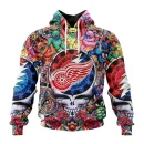 Hoodie NHL Detroit Red Wings Special Grateful Dead Design St2304