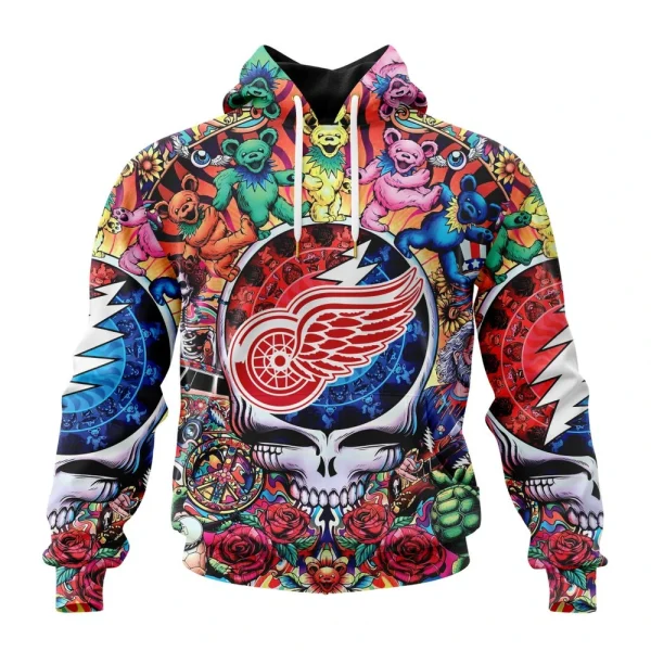 Hoodie NHL Detroit Red Wings Special Grateful Dead Design St2304
