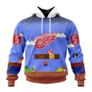 Hoodie NHL Detroit Red Wings Special Kits With Super Mario Game Design
