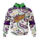Hoodie NHL Detroit Red Wings Special Mardi Gras Design St2401