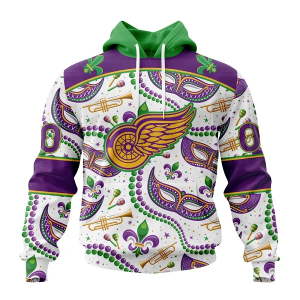 Hoodie NHL Detroit Red Wings Special Mardi Gras Design St2401