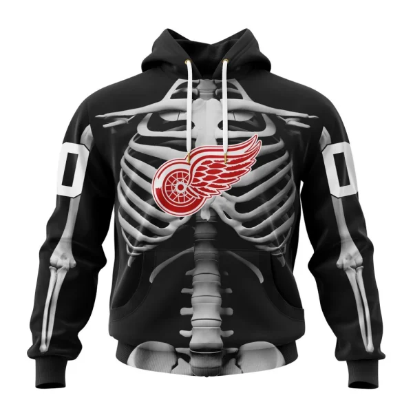 Hoodie NHL Detroit Red Wings Special Skeleton Costume For Halloween St2301