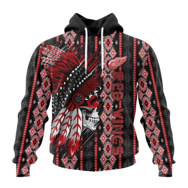 Hoodie NHL Detroit Red Wings Special Skull Native Design St2301