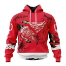 Hoodie NHL Detroit Red Wings, Specialized Design Jersey With Your Ribs For Halloween