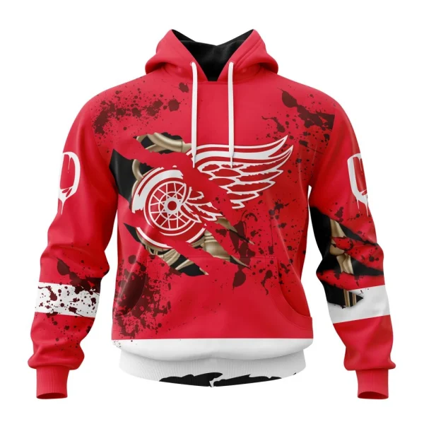 Hoodie NHL Detroit Red Wings, Specialized Design Jersey With Your Ribs For Halloween