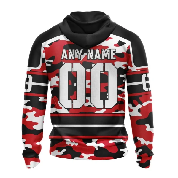 Hoodie NHL Detroit Red Wings, Specialized Design Wih Camo Team Color And Military Force Logo - Image 2