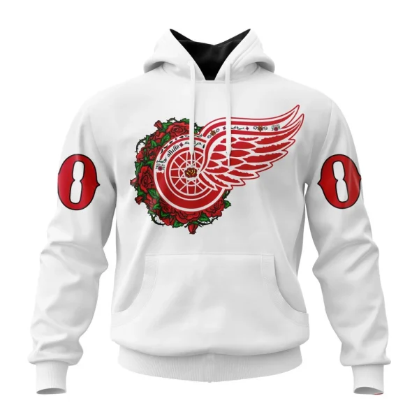Hoodie NHL Detroit Red Wings, Specialized Unisex Kits Dia De Muertos