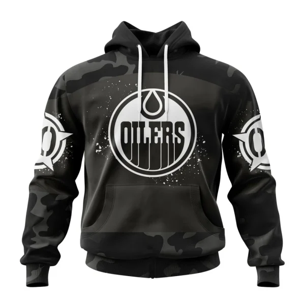 Hoodie NHL Edmonton Oilers Special Black Camo Design For Veterans Day St2304