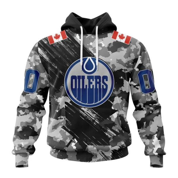 Hoodie NHL Edmonton Oilers Special Camo Armed Forces Design St2301