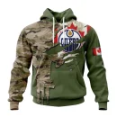 Hoodie NHL Edmonton Oilers Special Camo Skull Design St2303